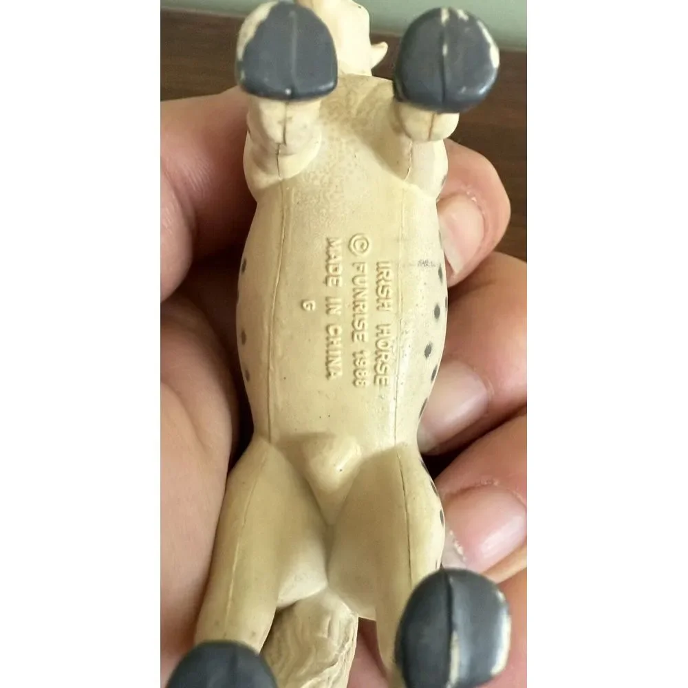 1988 Funrise Irish Horse Vinyl Toy‎ Horse Figure Vintage White Grey Spots